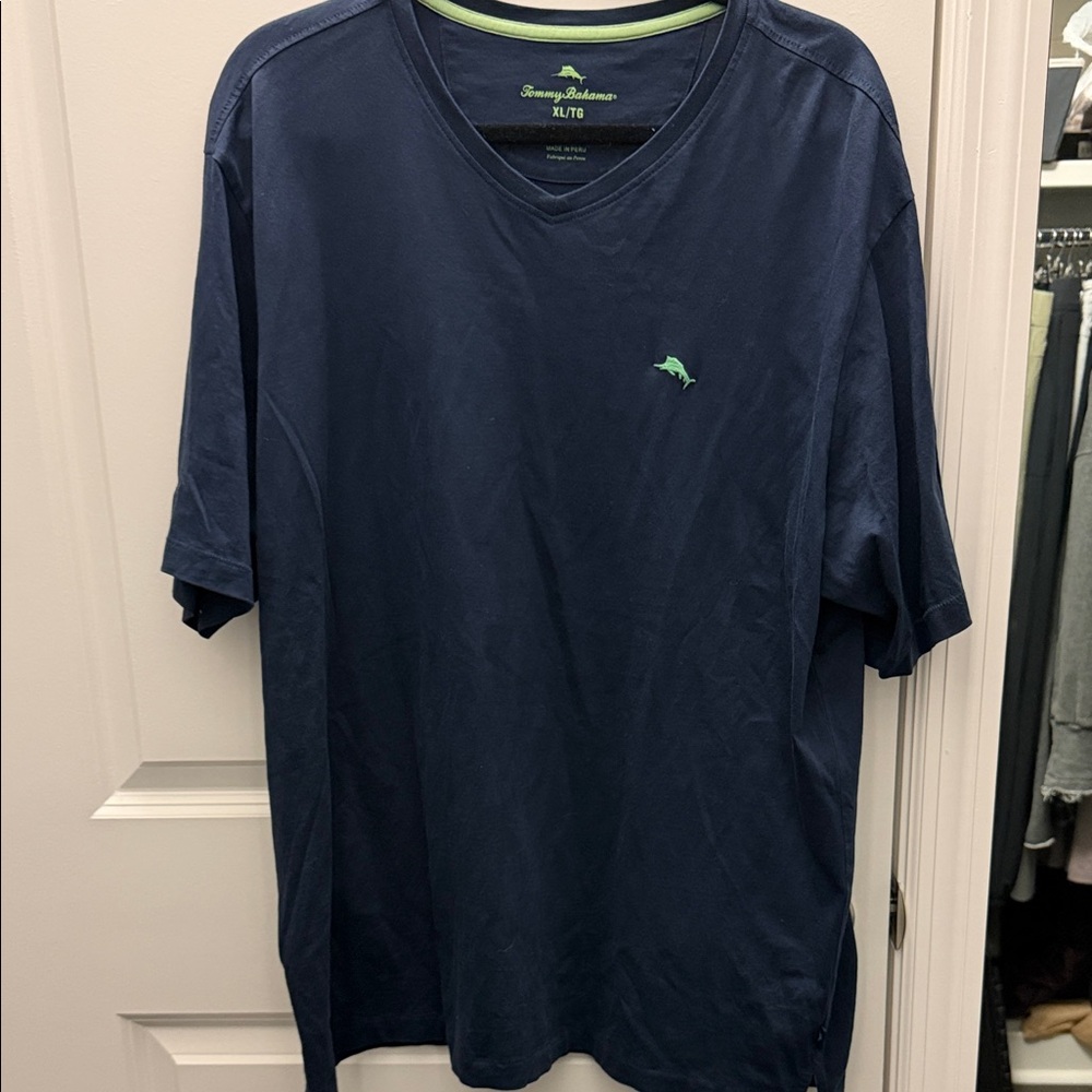 Tommy Bahama Dark Blue Men's Tee with Green Logo